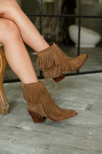 Dolce Vita Women's Torey Fringe Bootie in chestnut suede - women's shoe - view 8