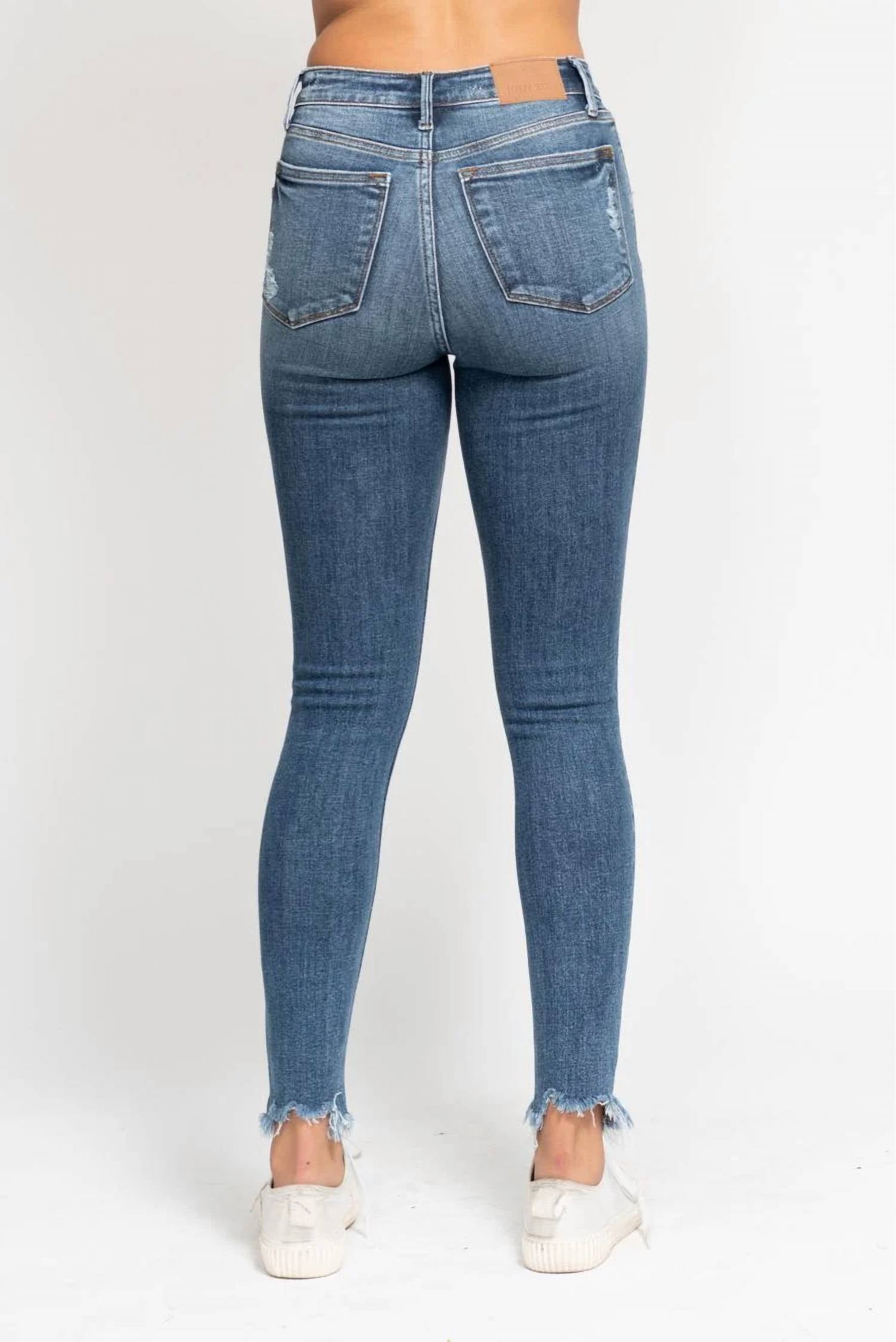 Judy Blue - Destroy Sharkbite Hem High Waist Skinny Jeans