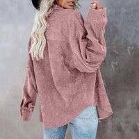 Suhkasana Cory Corduroy Solid Button Down Shirt in pink - women's shirt - view 4