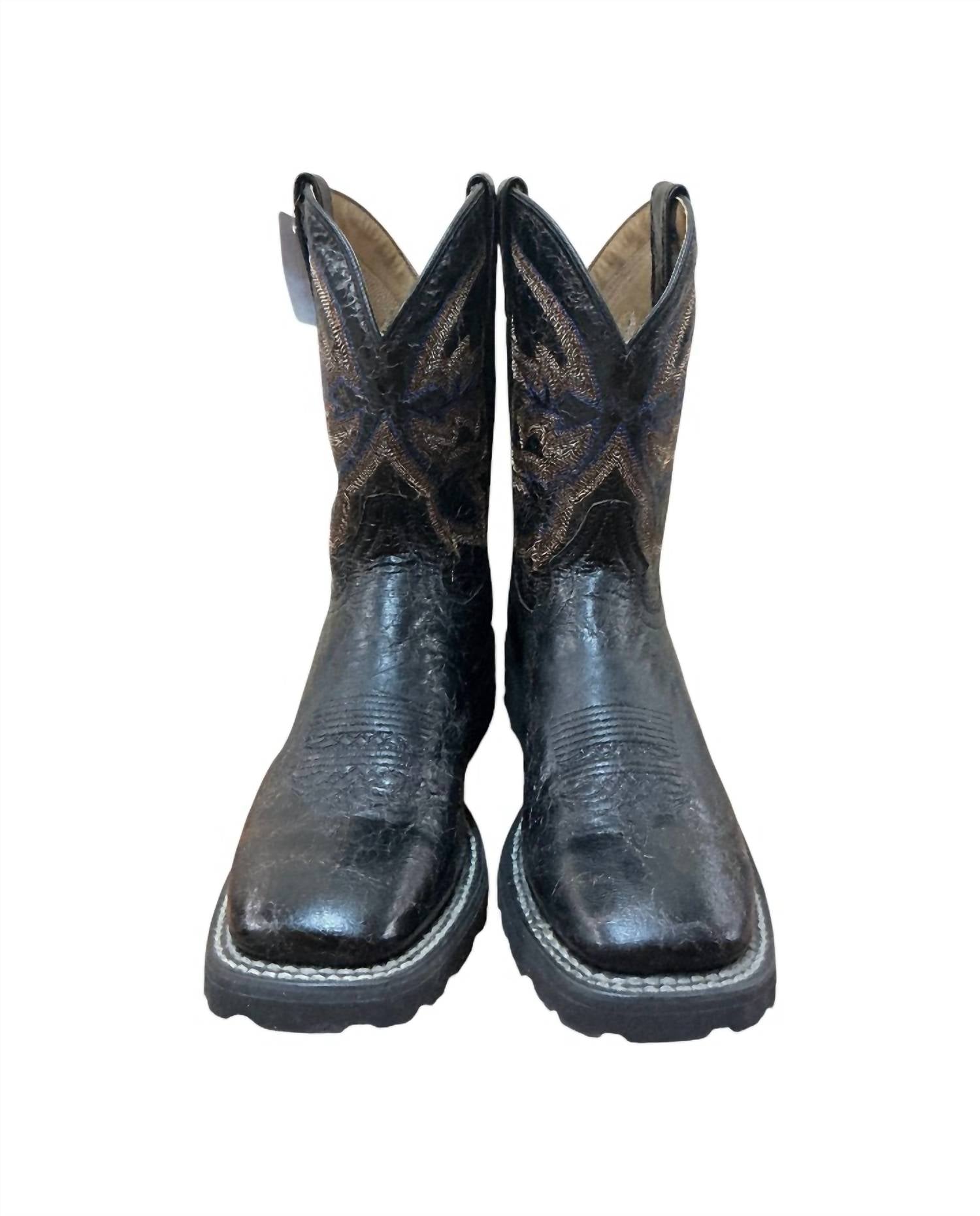 Double-H Boots Women's Short Top Western Boots in midnight - women's shoe - detail view