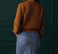 The Normal Brand Colette Chunky Cotton Knit Sweater in beige - women's sweater - detail view