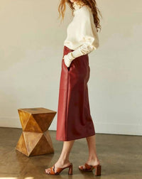 Crescent - Natalie Vegan Polyurethane Midi Skirt