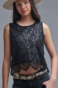 Q2 - Chic Sequin Cropped Top