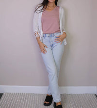 Papillon - Stretch Cardigan With Lace Trim