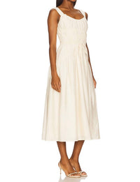 Paige Arpeggio Midi Dress in oyster white - women's dress - detail view
