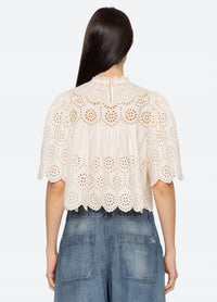 SEA Lainey Puff Sleeves Top in cream - women's blouse - alternate view