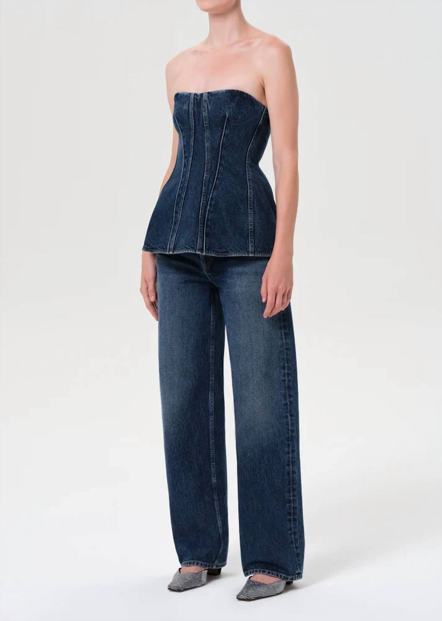 Agolde - Lara Sleeveless Denim Corset Top