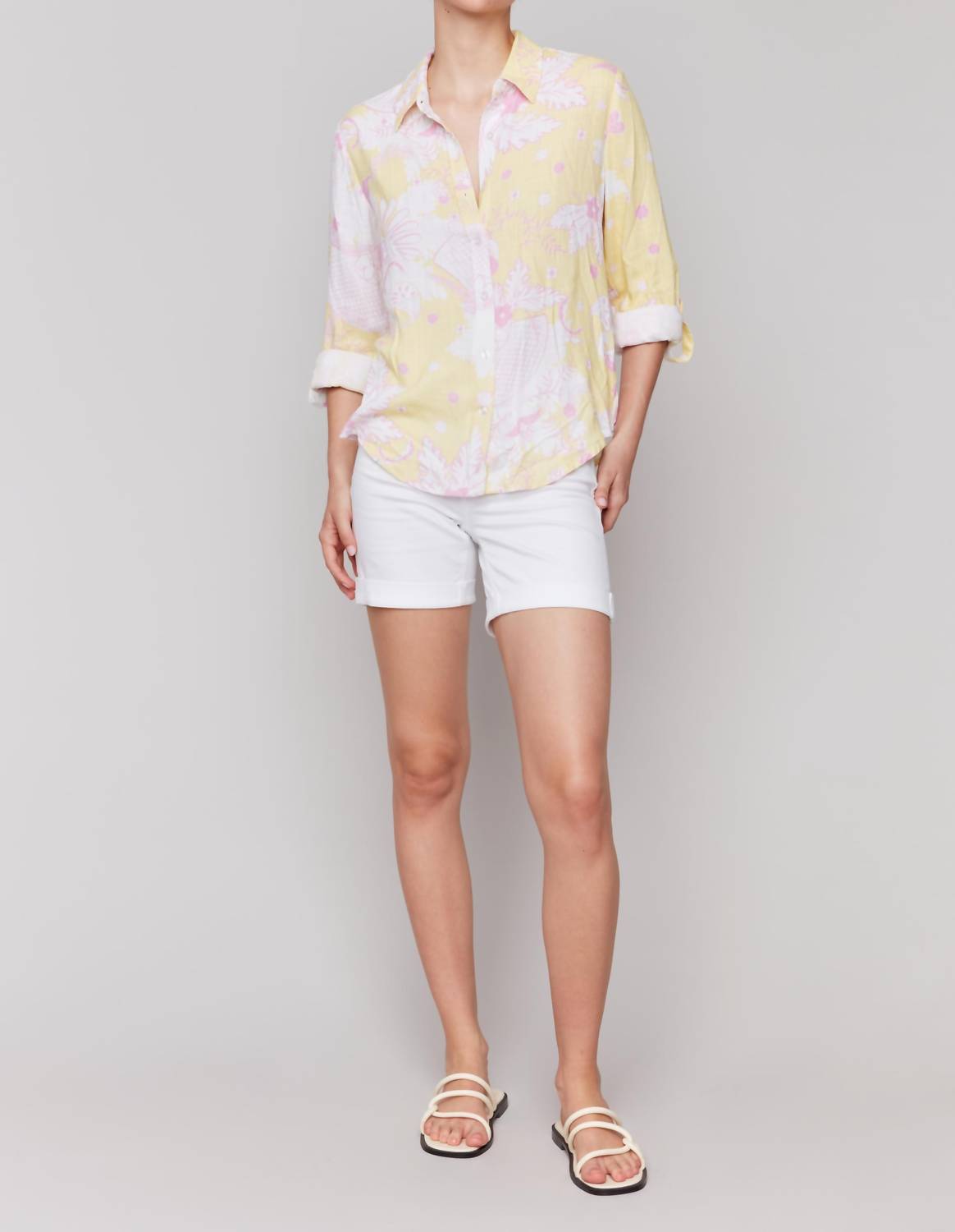 Charlie B - Printed Rollup Long Sleeve Shirt