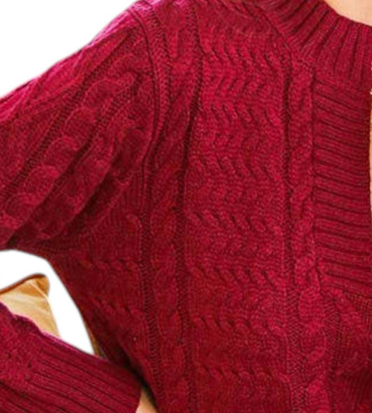 Vine & Love - Casual Cable V Neck Knitted Sweater