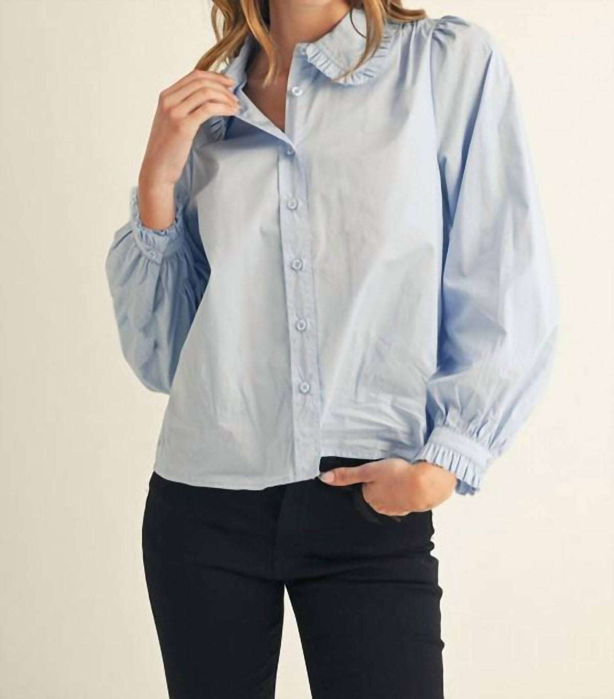 Jodifl - Ruffle Collar Button-down Top