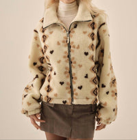 for Love & Lemons Betty Sherpa Zip Up Sweaters in cream - women's jacket