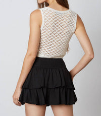 CLA Tiered Mini Skirt in black - women's skirt - detail view