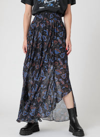 Smocked Cut Long Skirt