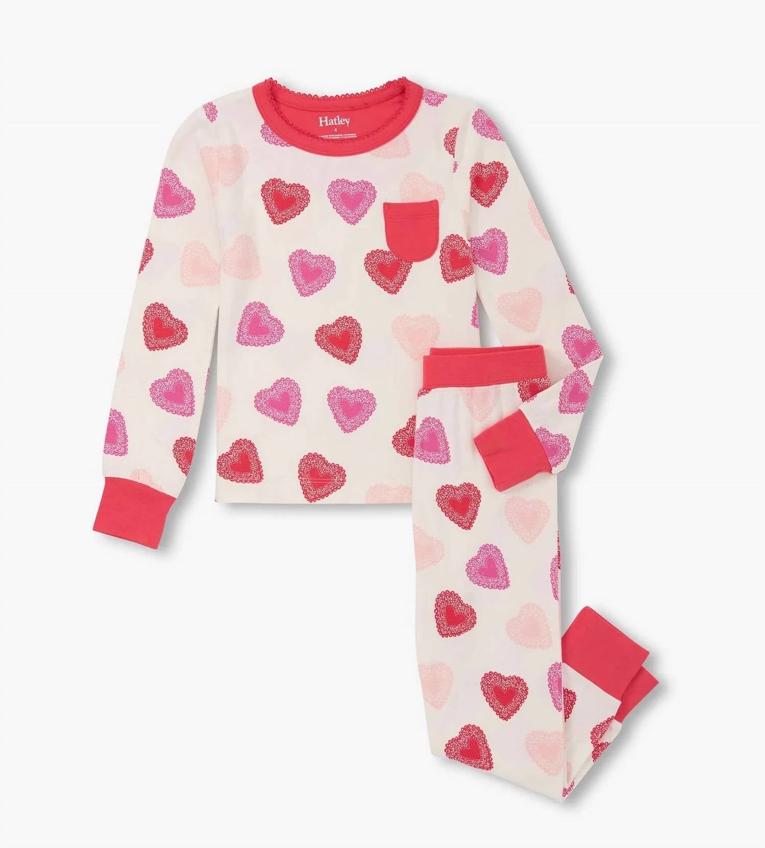 Hatley - Kids' Cut-out Hearts Bamboo Pajama Set