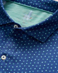 JOHNNIE-O Boy's Featherweight Performance Polo in shamrocks - kids' shirt - detail view