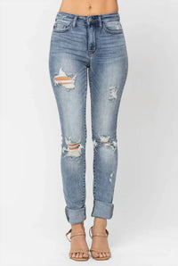Judy Blue - Women's Susannah High Waist Tall Heavy Destroyed Skinny Jeans