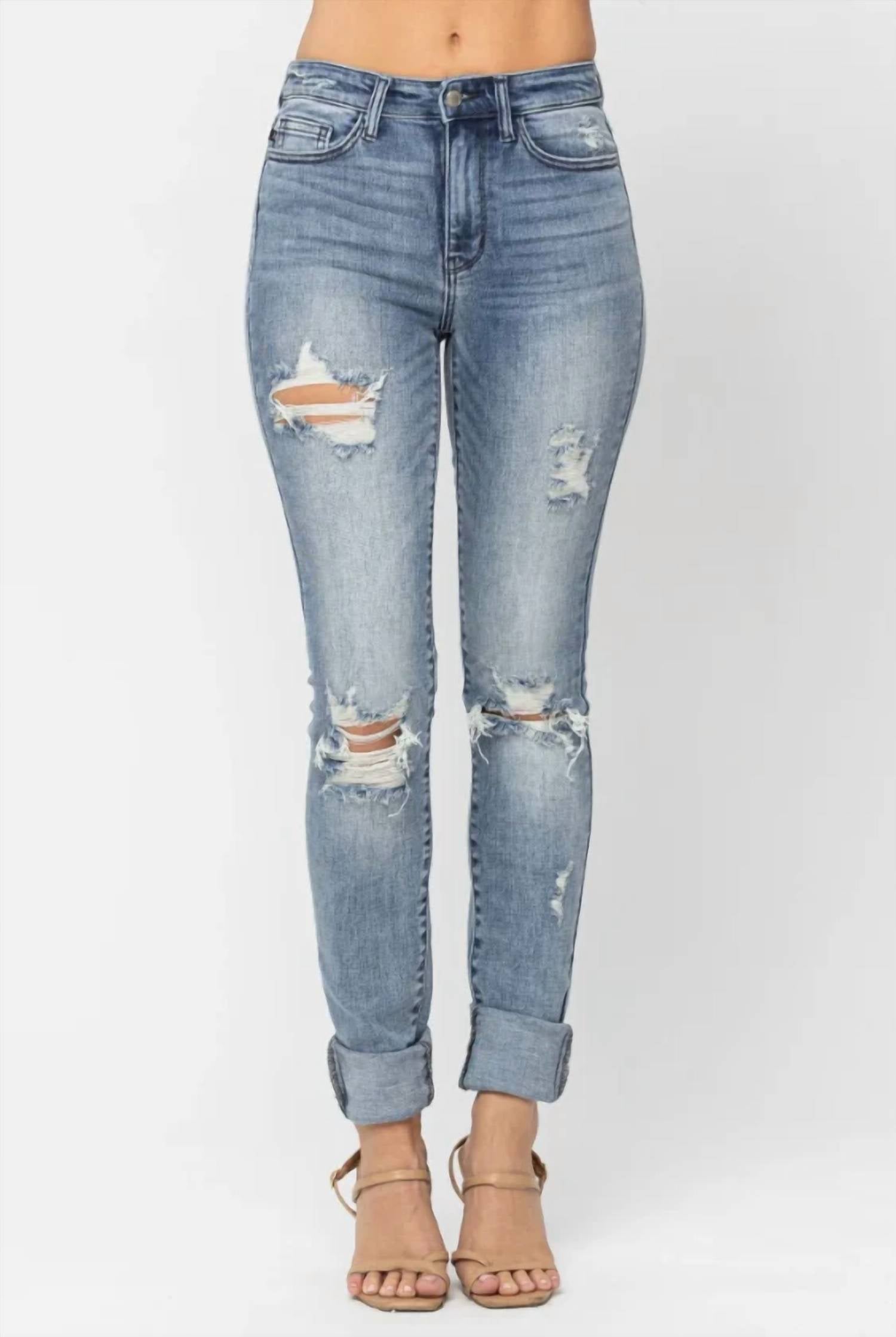 Judy Blue - Women's Susannah High Waist Tall Heavy Destroyed Skinny Jeans