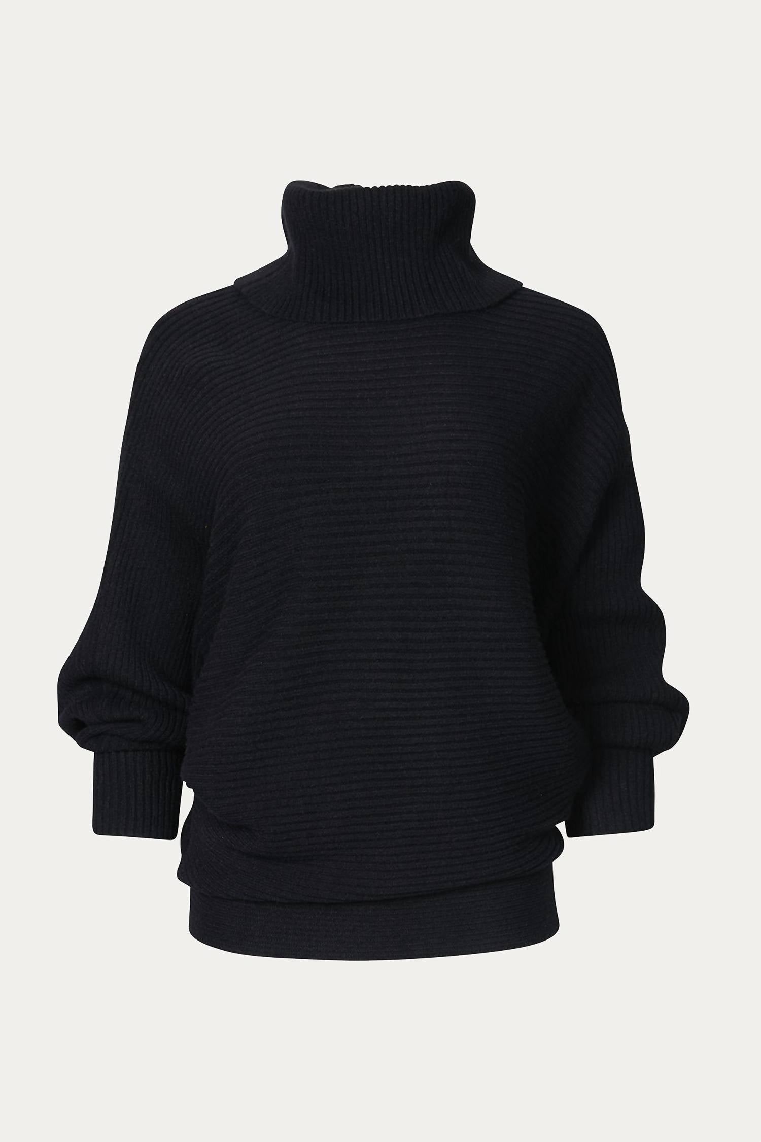 OVERSIZED RIBBED-KNIT TURTLENECK SWEATER