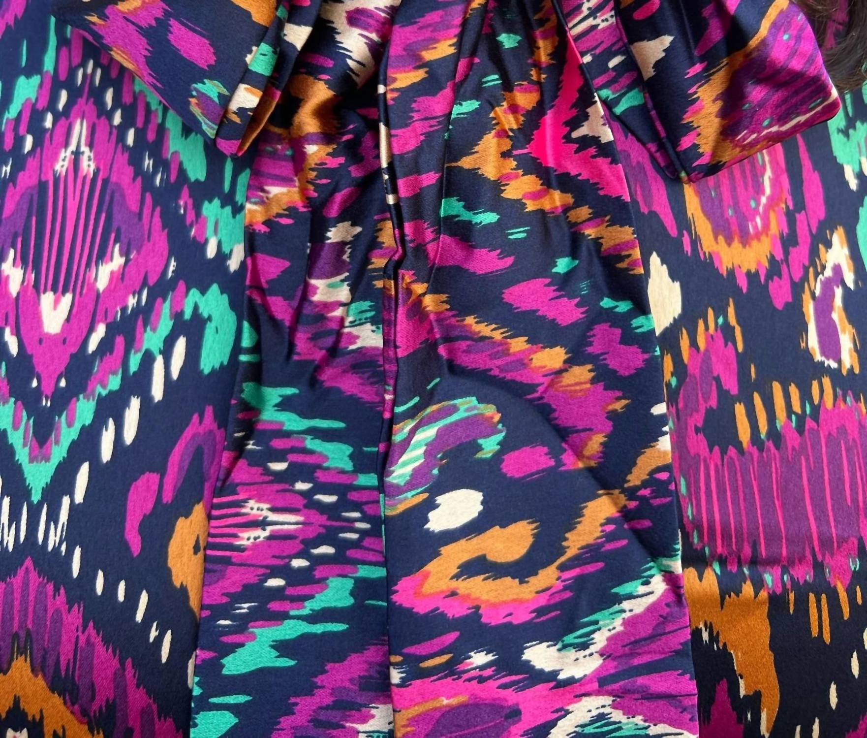Fate - Abstract Print Tie Neck Ruffle Dress