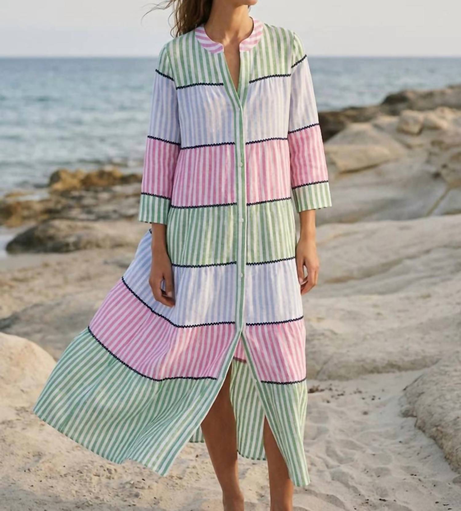 Vilagallo - Multicolored Striped Long Dress