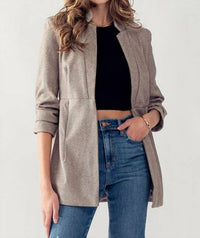 Urban Daizy - Woven Textured Open Front Blazer