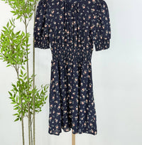 APRICOT Women's Floating Ditsy Dress in navy floral in navy floral - women's dress - detail view