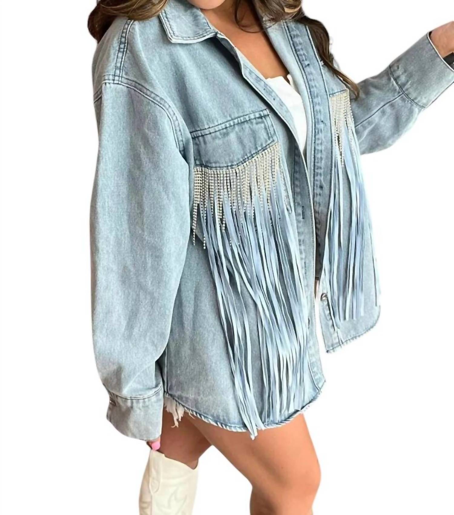 Jadyk - Tyra Double Fringe Denim Shacket
