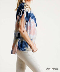 Umgee - Tie Dye Cinched Sleeve Top