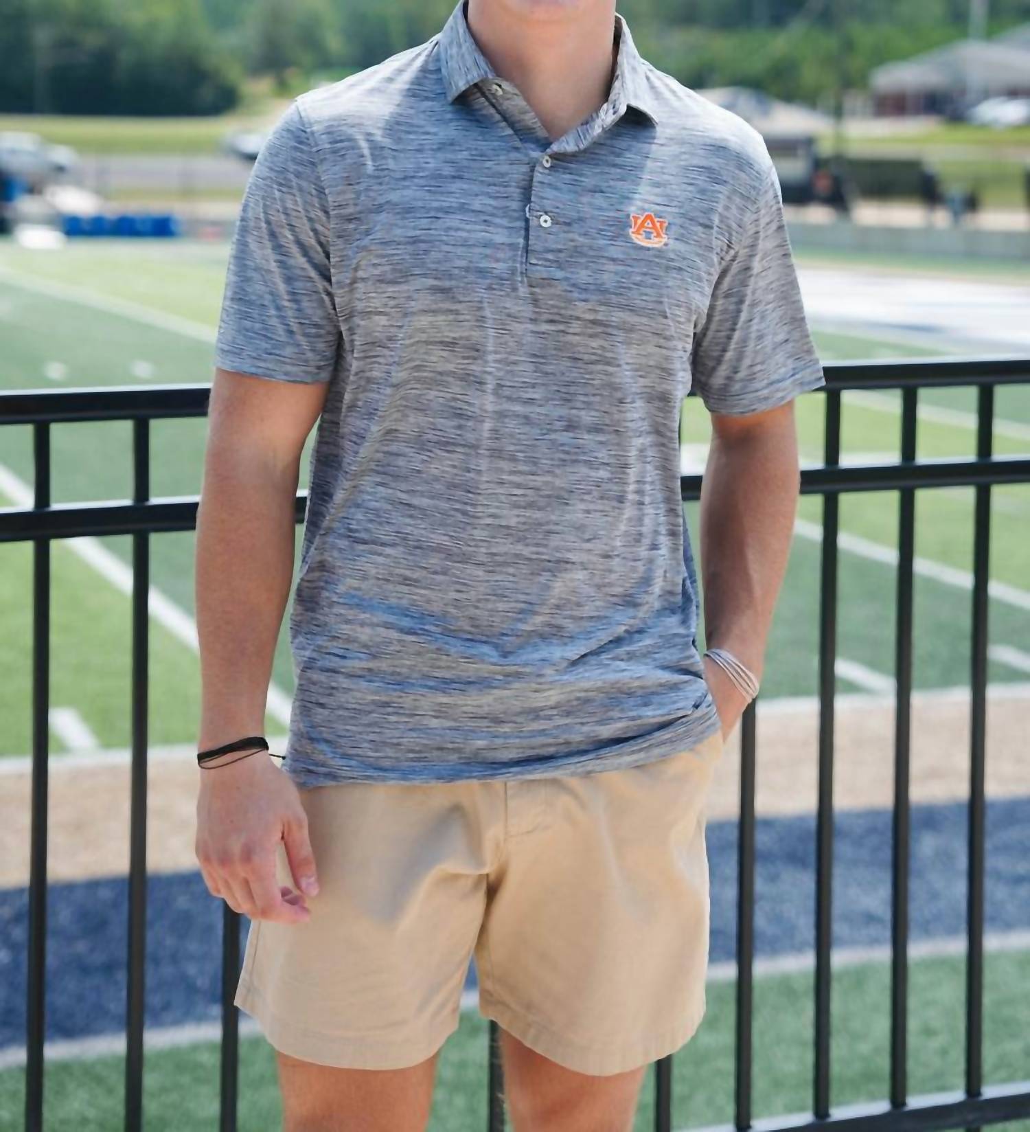 JOHNNIE-O Auburn Huron Polo in heather grey - men's shirt