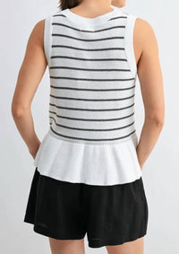 Fun 2 Fun - Striped Knitted Peplum Top