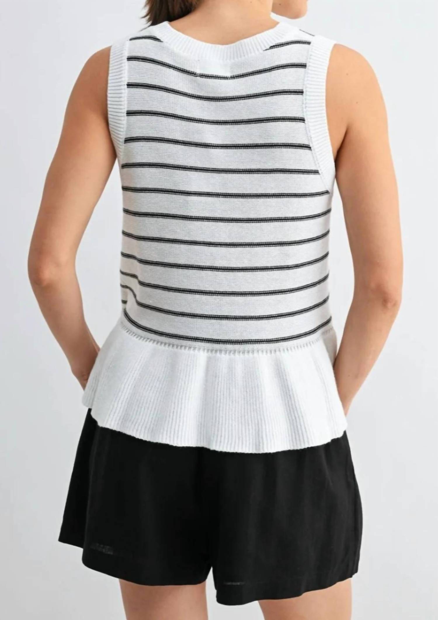 Fun 2 Fun - Striped Knitted Peplum Top