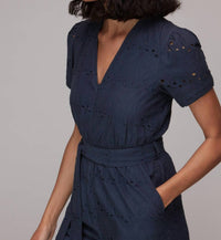 Whistles - Zoe Broderie Tied Waist Eyelet Cotton Jumpsuit