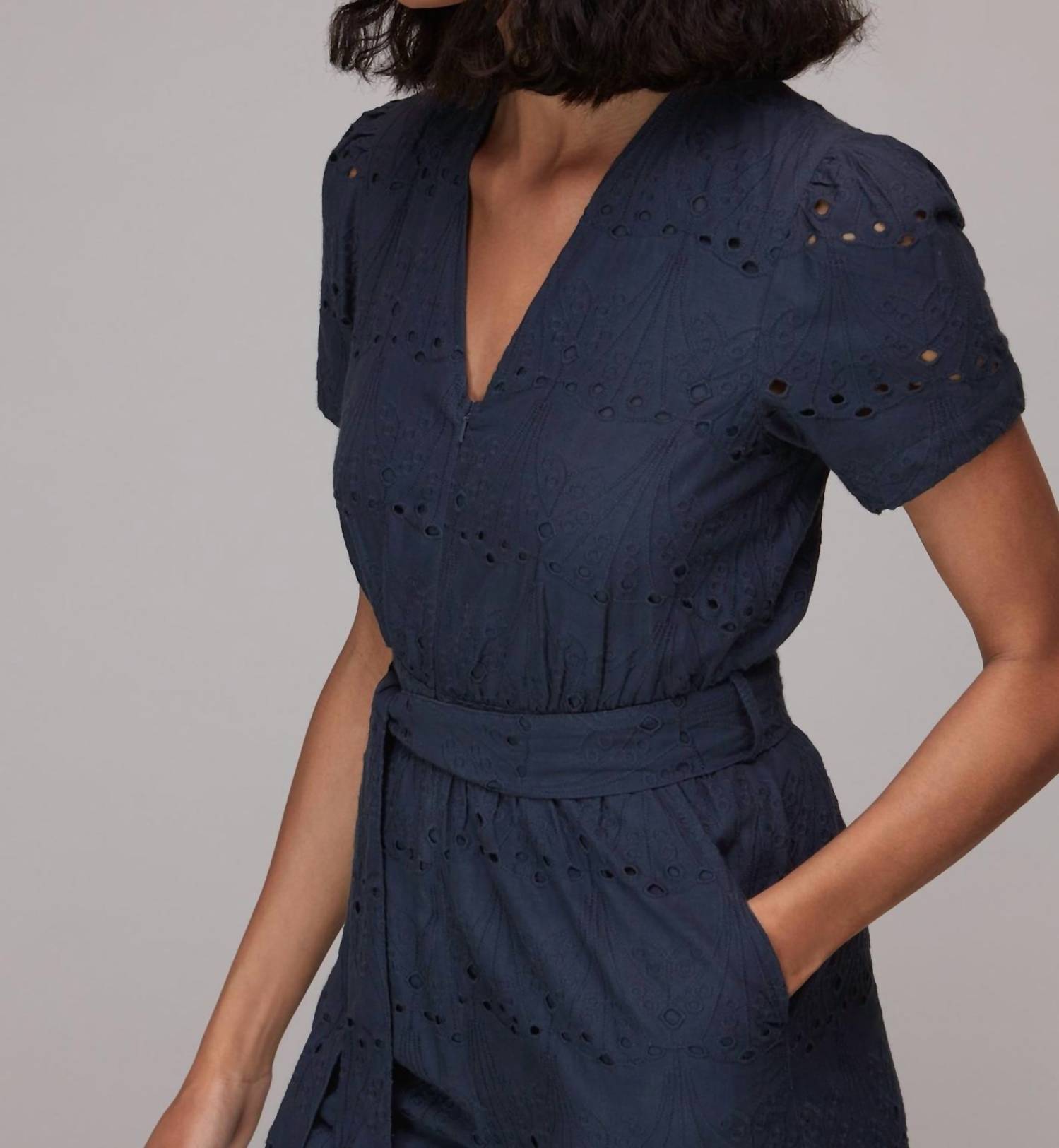 Whistles - Zoe Broderie Tied Waist Eyelet Cotton Jumpsuit