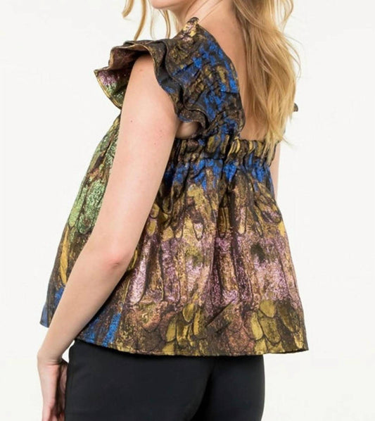 Thml - Flutter Sleeve Metallic Top