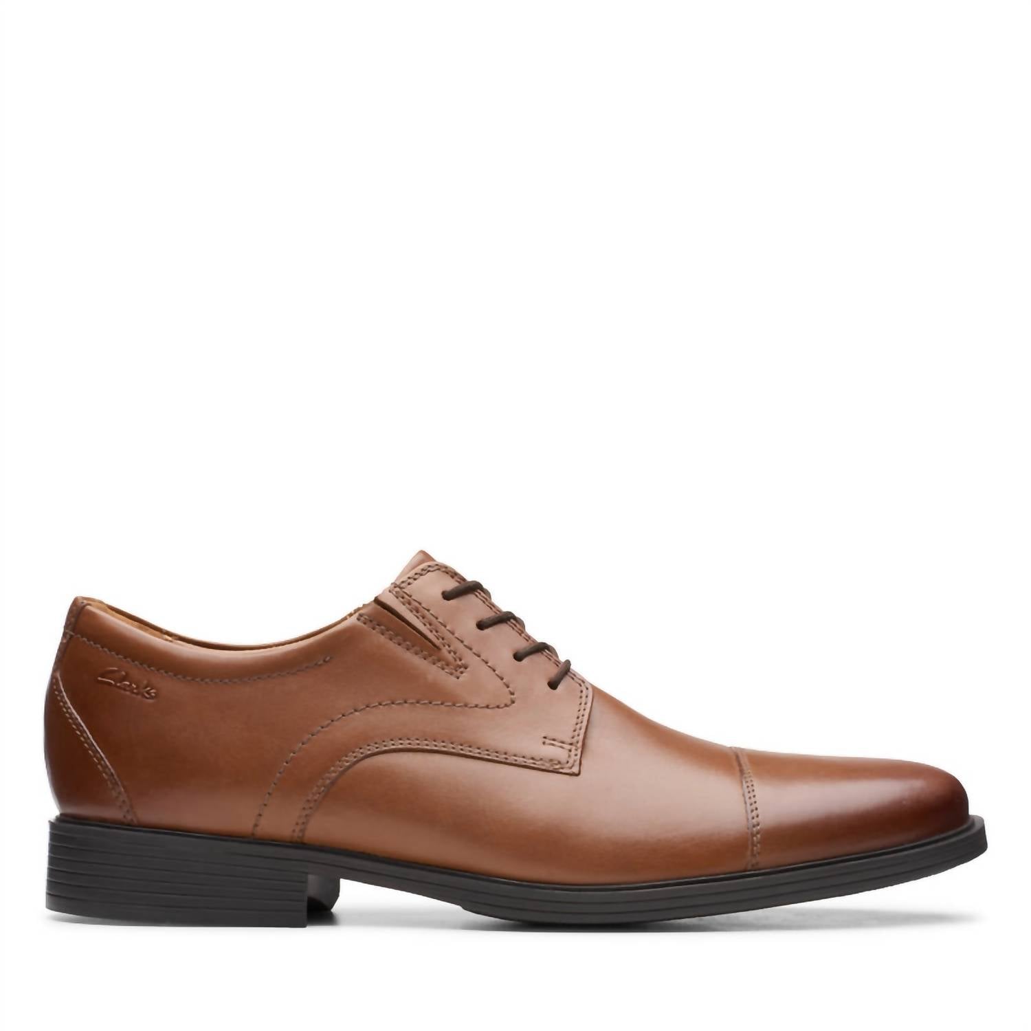 Clarks Men's Whiddon Cap Shoes in dark tan - men's shoe