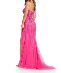 Ashleylauren - High Slit Prom Dress