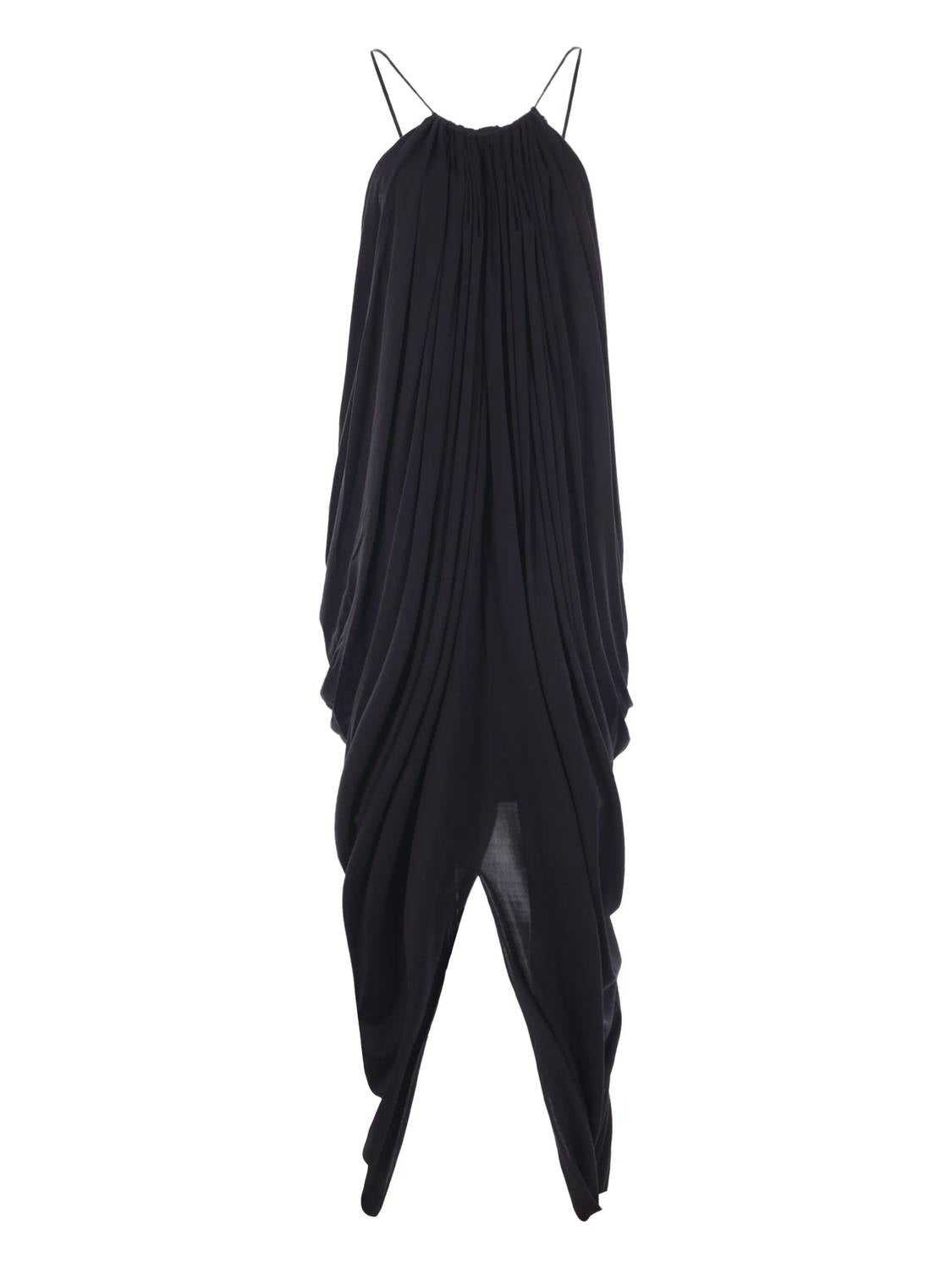 Loewe Embellished Draped Silk Halterneck Midi Dress With Large Logo Back in black - women's dress - view 5