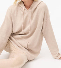 Johnny Was LUREX KNIT HOODIE in dark oat - women's top