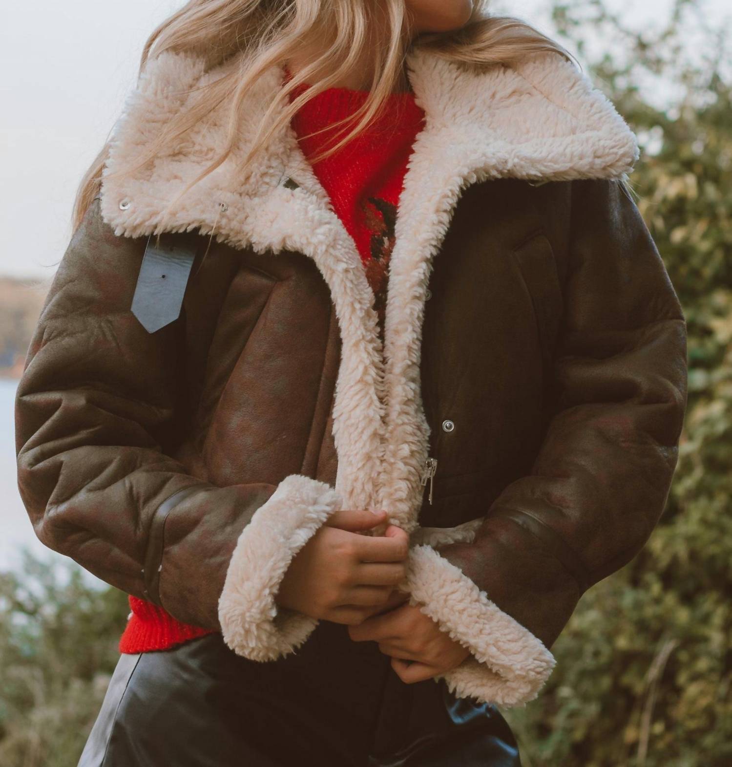 Raisonnel Sugarwood Sherpa Lined Coat in brown - women's jacket