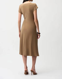 Joseph Ribkoff - Ruched Wrap Front Midi A-line Dress