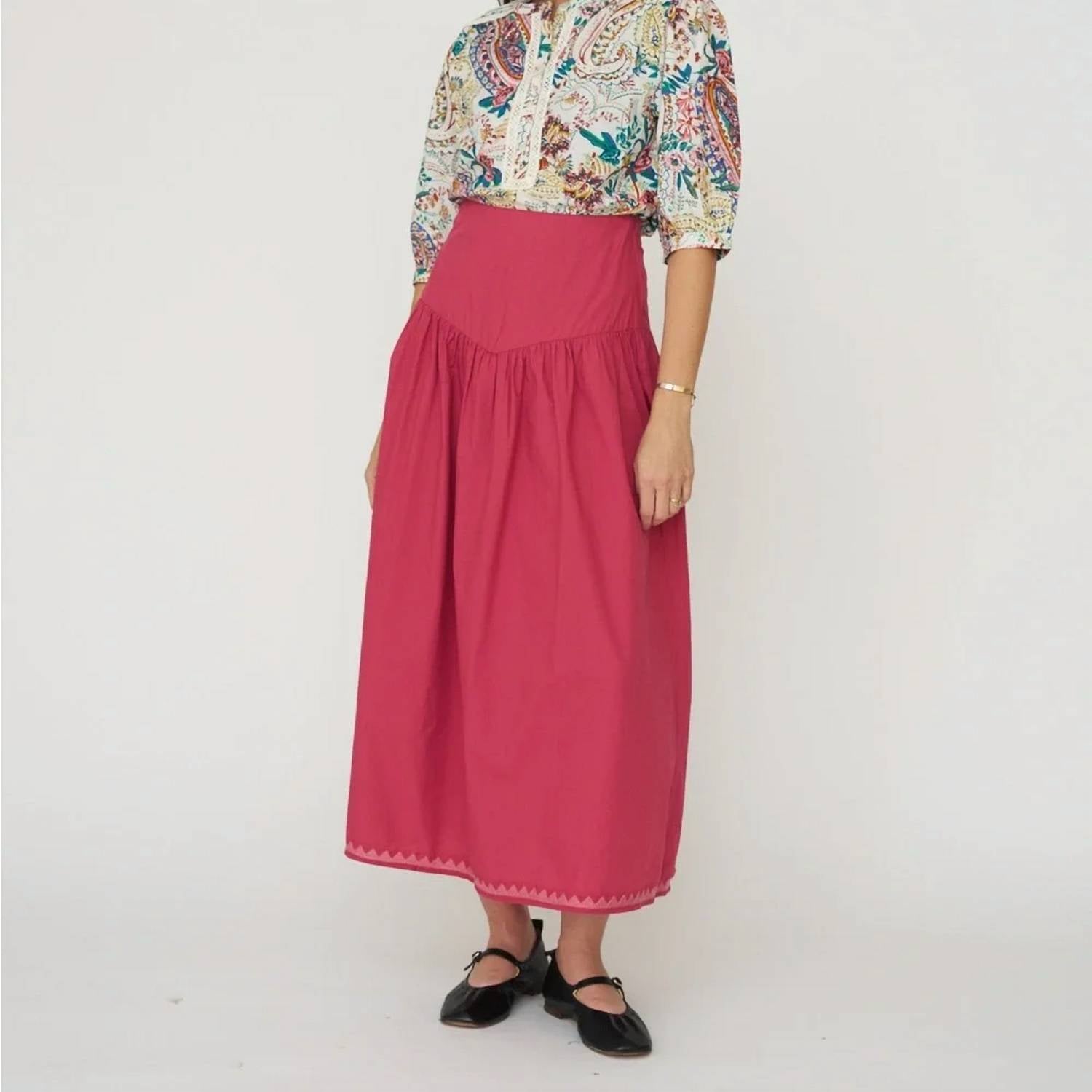 Sonmer - Geometric Embroidery A-line Skirt