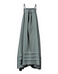 Nary - Women's Pleated A-line Linen Maxi Tank Dress