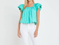 2.7 August Apparel - Women's Scalloped Hem Ruffle Detail Top