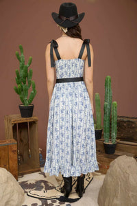 Blu Pepper - Striped Floral Ruffle Midi Dress