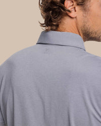 SOUTHERN TIDE Heather Performance Polo Shirt in slate grey - men's shirt - alternate view