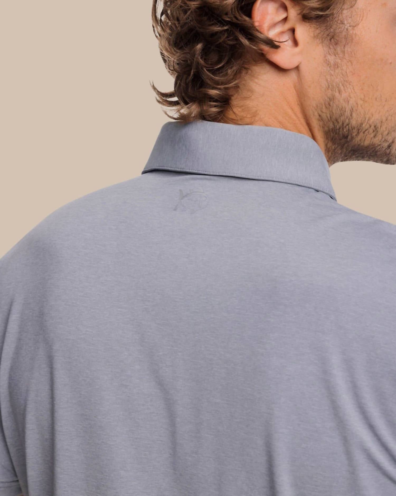 SOUTHERN TIDE Heather Performance Polo Shirt in slate grey - men's shirt - alternate view