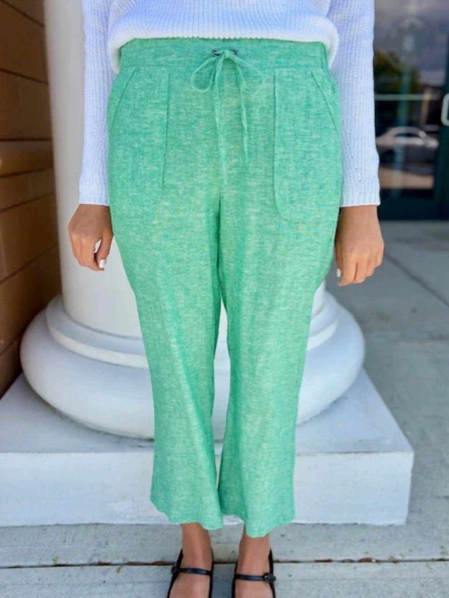 Pure Amici - Linen Drawstring Ankle Pant