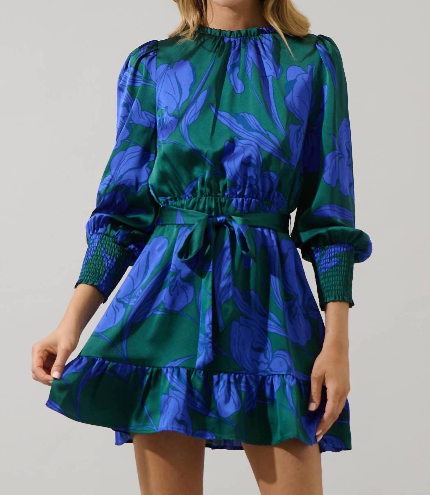 Sugarlips - Busbee Floral Sevilla Satin Ruffle Dress