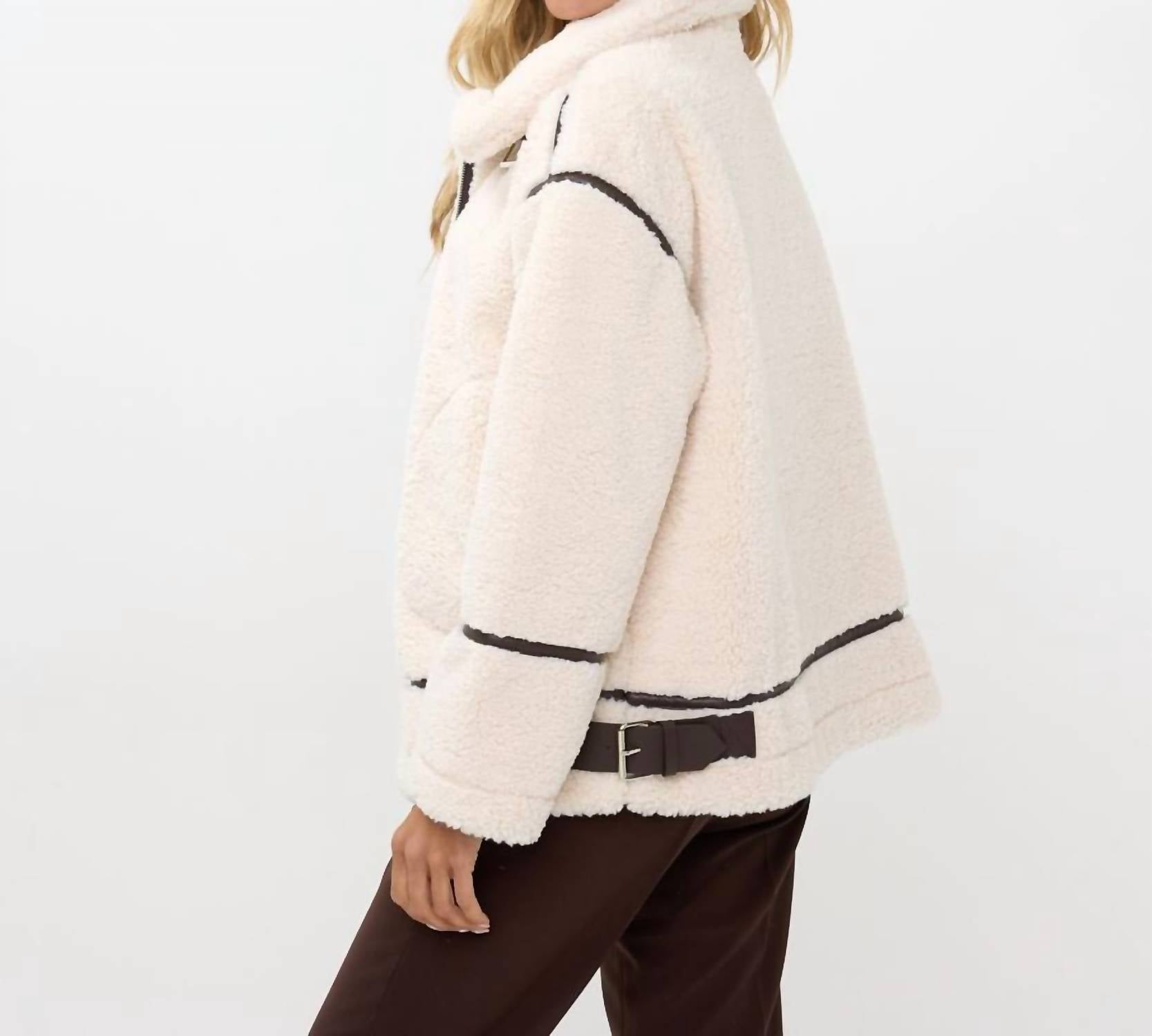 Esqualo - Boell Bonded Suede And Faux Fur Aviator Jacket