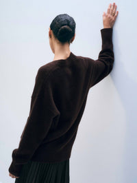 White + Warren Long Cashmere Cardigan in umber - women's cardigan - detail view